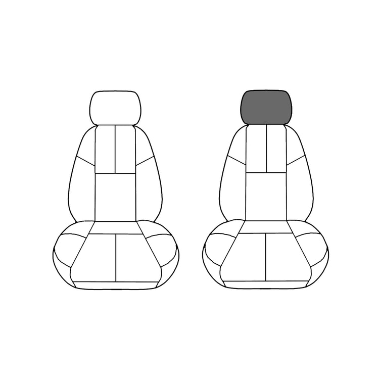 Line drawing highlighting the driver-side headrest, sold separately