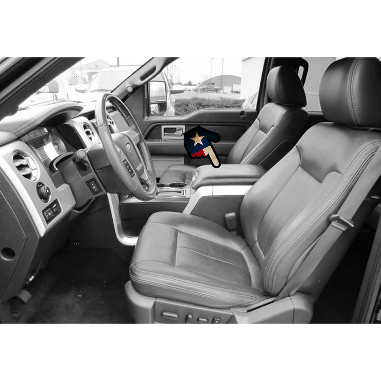 Front view of console lid in Medium Parchment for Ford Expedition
