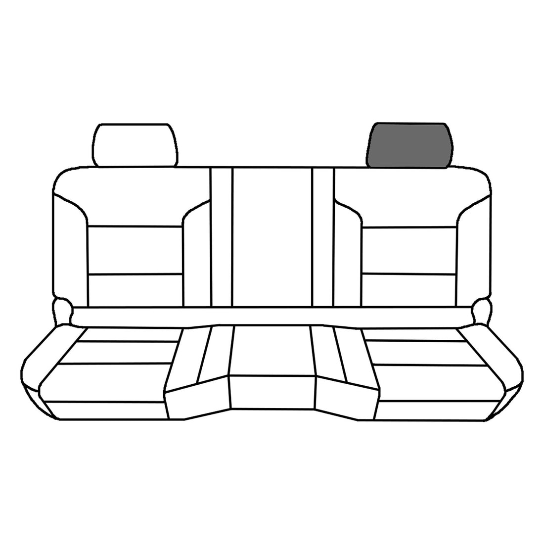 Line drawing highlighting the driver-side headrest, sold separately