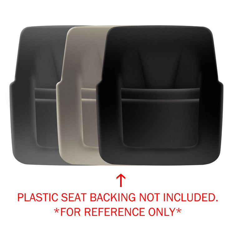 Label noting plastic seat backing not included