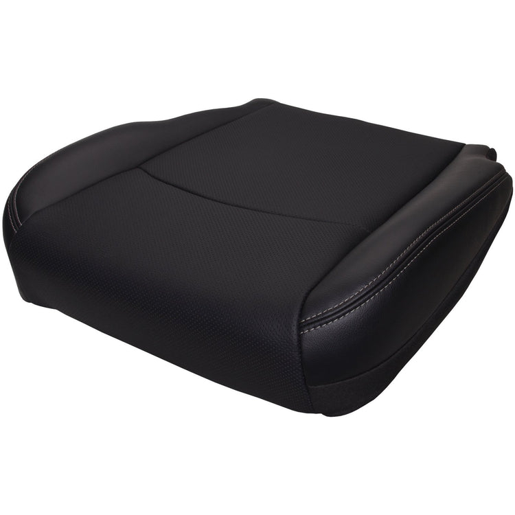 2013-2016 Dodge Ram Laramie 1500 - Driver Side Bottom Seat Cover - Black Leather/Vinyl with Perforated Inserts