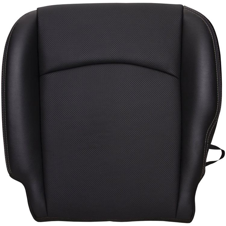 2013-2016 Dodge Ram Laramie 1500 - Driver Side Bottom Seat Cover - Black Leather/Vinyl with Perforated Inserts