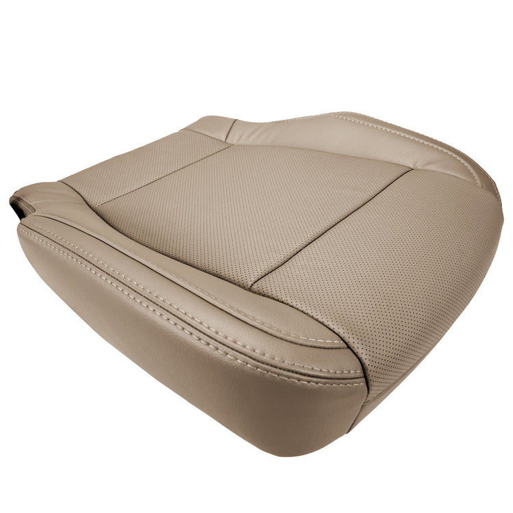 2016 - 2017 Ford F150 Lariat - Super Crew - Front Row Passenger Side Bottom Cover - Medium Light Camel - OEM Material Config. Leather/Vinyl - W/ Perforated Leather for Heated and Cooled Seats. Matches OEM Part # GL3Z-1662900-AL
