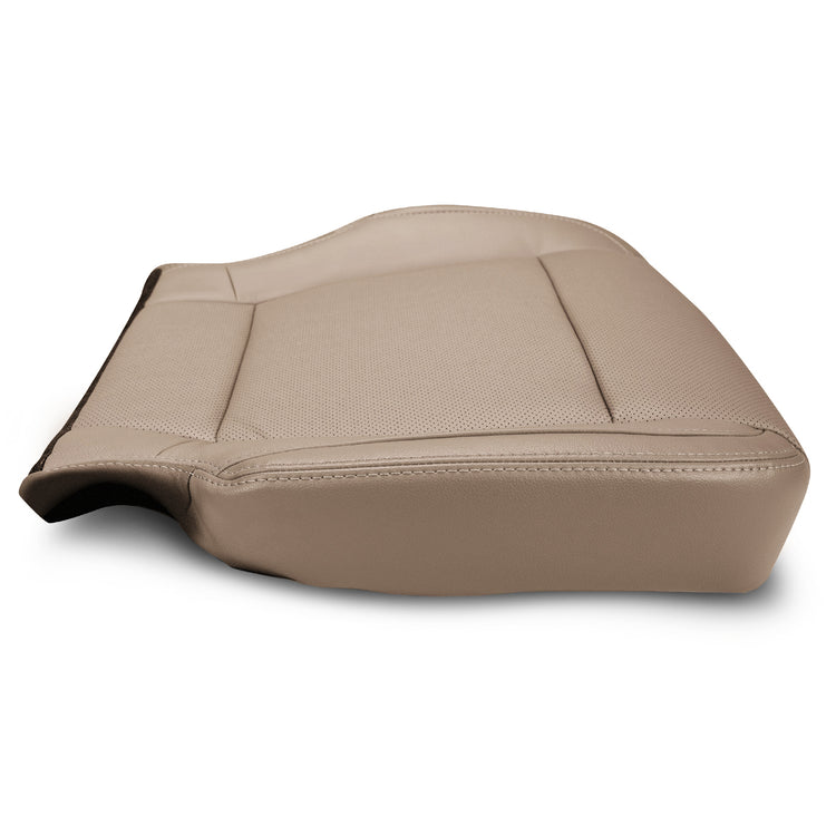 2016 - 2017 Ford F150 Lariat - Super Crew - Front Row Passenger Side Bottom Cover - Medium Light Camel - OEM Material Config. Leather/Vinyl - W/ Perforated Leather for Heated and Cooled Seats. Matches OEM Part # GL3Z-1662900-AL