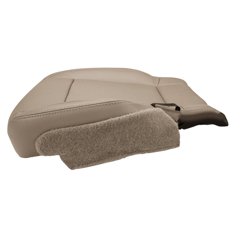 2016 - 2017 Ford F150 Lariat - Super Crew - Front Row Passenger Side Bottom Cover - Medium Light Camel - OEM Material Config. Leather/Vinyl - W/ Perforated Leather for Heated and Cooled Seats. Matches OEM Part # GL3Z-1662900-AL