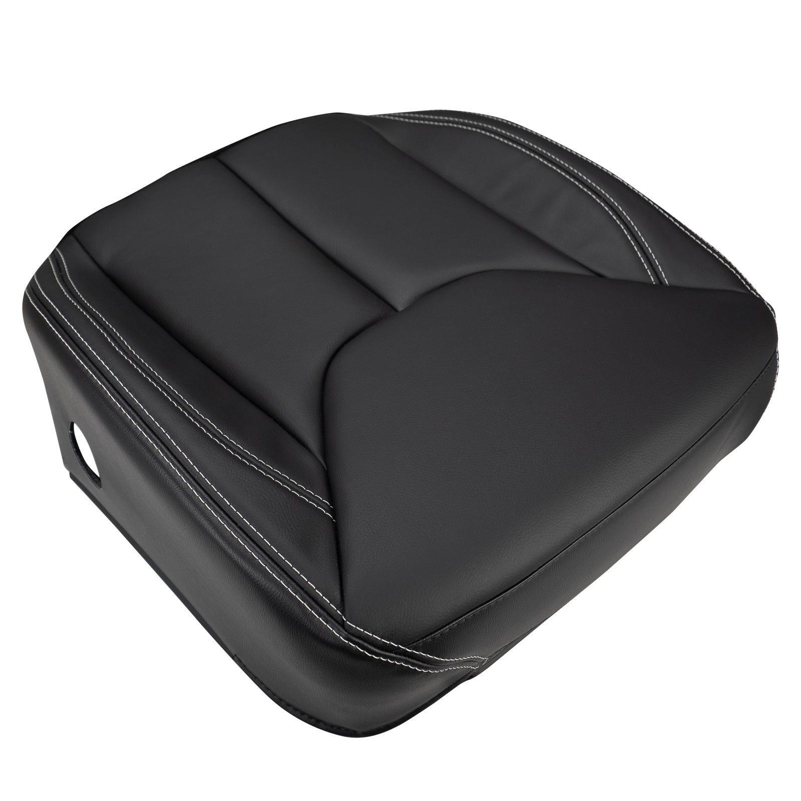 2008-2012 Jeep Wrangler Driver Bottom Replacement Leather Seat Cover – Black (White Stitching)