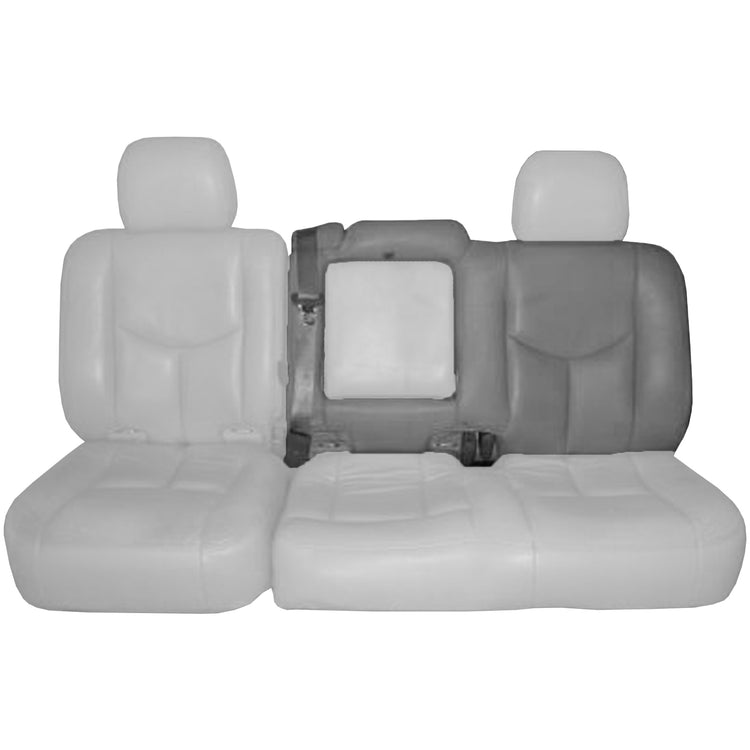 2003-2004 Chevrolet Avalanche, Second Row Driver Side 60 Portion Top Cover with Open Back for Plastic Tray, Medium Neutral Leather/Vinyl