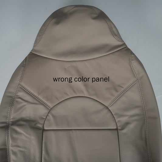 2000 Ford F250/F350 Lariat Extended Cab - Driver Side Top Cover - Bucket or 40/20/40 Seats - Medium Parchment Leather/Vinyl. Back of Seat Top Cover Has Carpet with Carpet Pocket - CLEARANCE - FINAL SALE