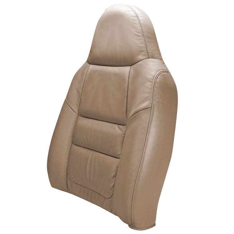 2001 Ford F350 Lariat Extended Cab - without Integrated Seat Belt - Driver Side Top Cover - Medium Parchment - Leather/Vinyl with Ford Euro Perf Center Inserts