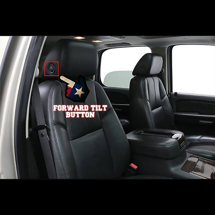 Arrow pointing to Escalade headrest tilt button