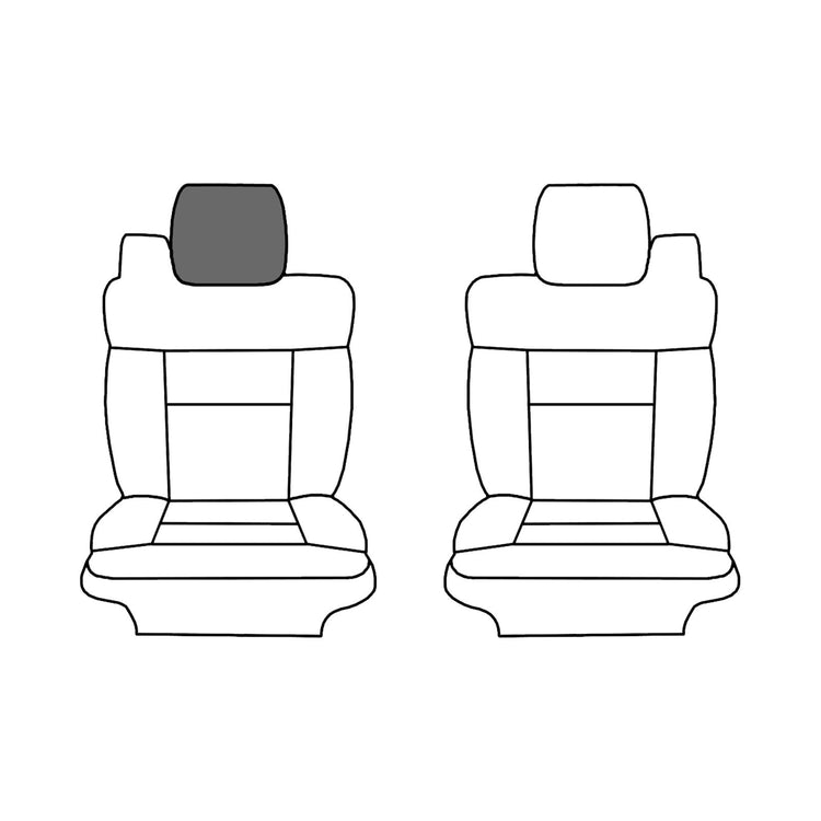 Line drawing highlighting the passenger-side headrest, sold separately