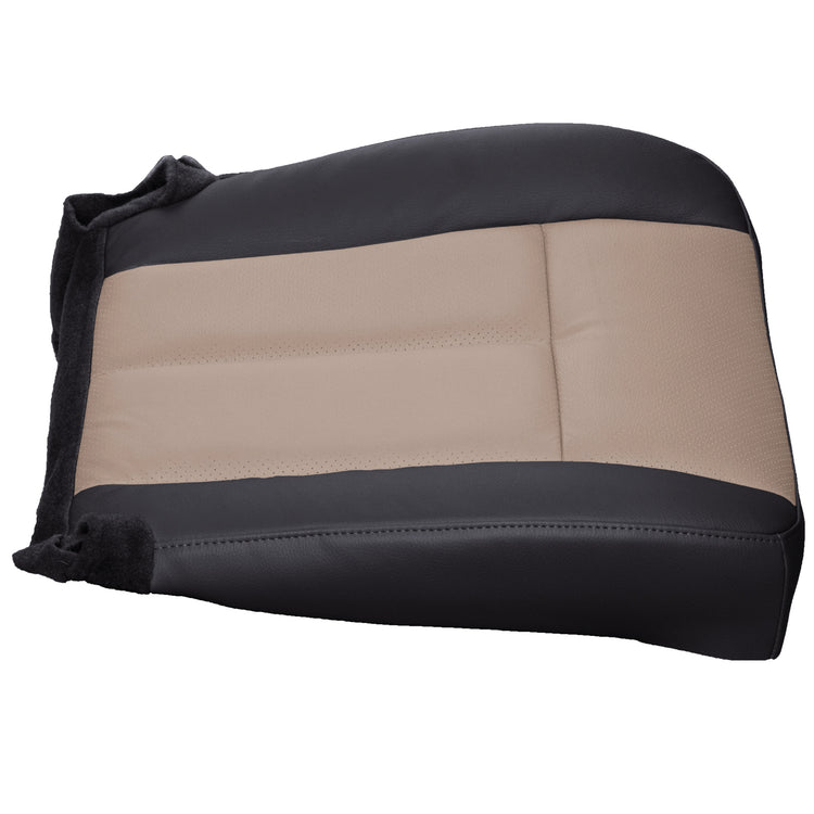 2009 - 2010 Ford Expedition Eddie Bauer - Passenger Side Bottom Cover - Heated and Cooled Seats - OEM Material Config (Leather/Vinyl) - 2 Tone Charcoal Black with Camel Center Inserts with Ford Standard Perf Center and Contrasting Stitch Color - P1