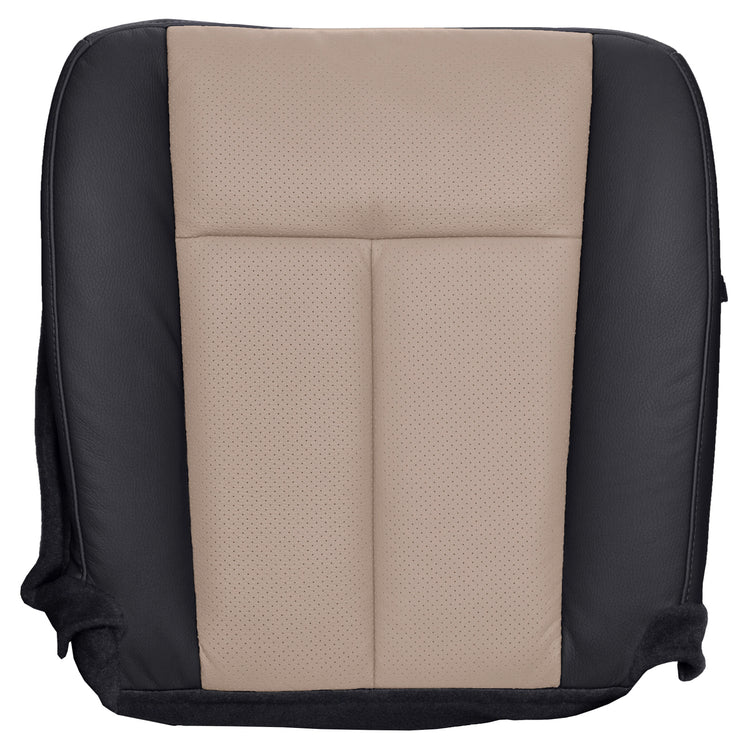 2009 - 2010 Ford Expedition Eddie Bauer - Passenger Side Bottom Cover - Heated and Cooled Seats - OEM Material Config (Leather/Vinyl) - 2 Tone Charcoal Black with Camel Center Inserts with Ford Standard Perf Center and Contrasting Stitch Color - P1