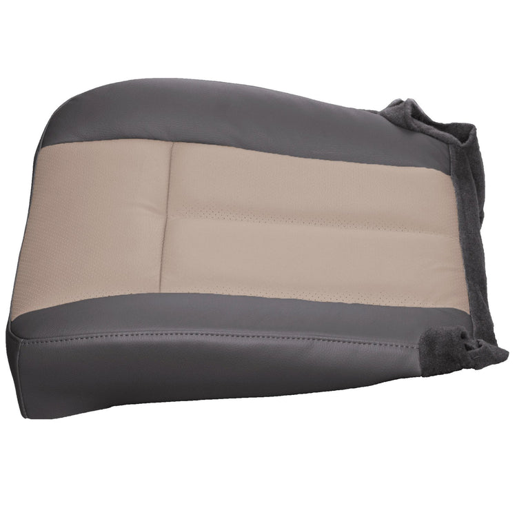 2007 - 2008 Ford Expedition EL Eddie Bauer Driver Bottom Cover with Ford Standard Perf - Graystone with Camel Inserts - Leather/Vinyl with White Tex210 - P2