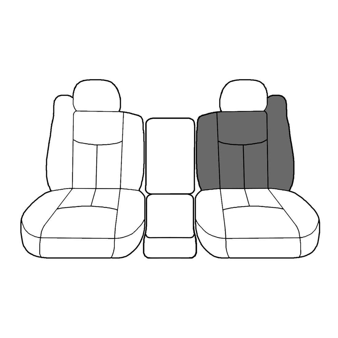 Line drawing highlighting the driver top seat portion