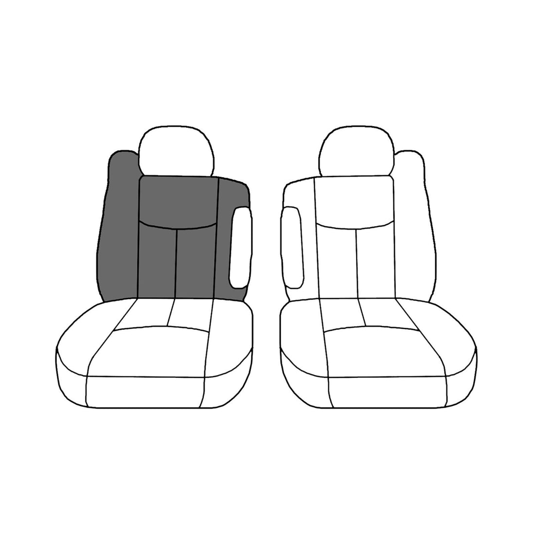 Line drawing highlighting the passenger top seat portion