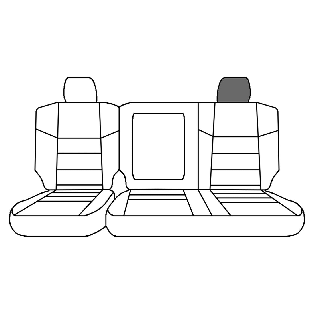 Line drawing highlighting the driver-side headrest, sold separately