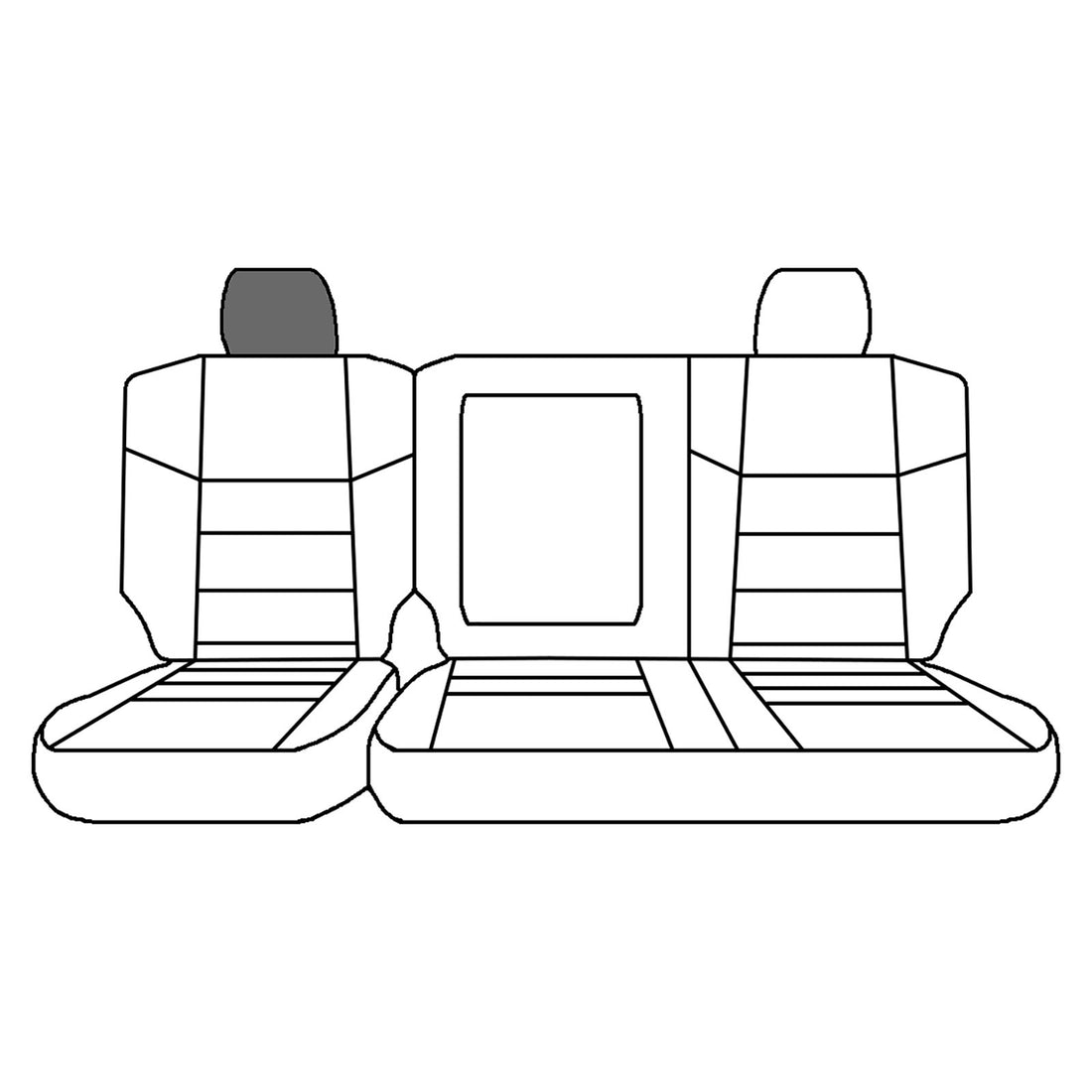 Line drawing highlighting the passenger-side headrest, sold separately