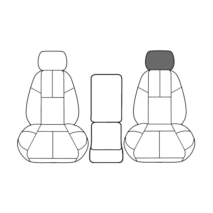 Line drawing highlighting the driver-side headrest, sold separately