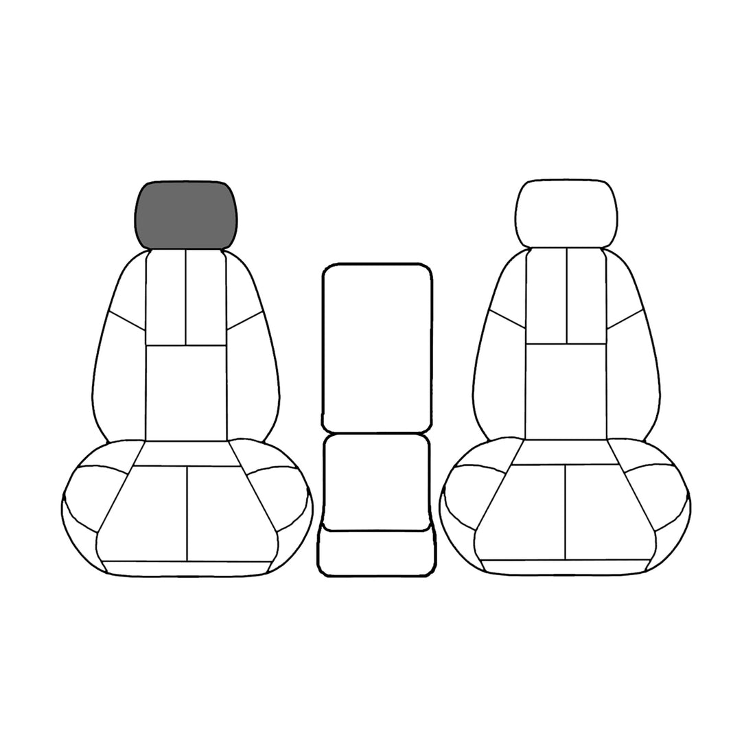 Line drawing highlighting the passenger-side headrest, sold separately