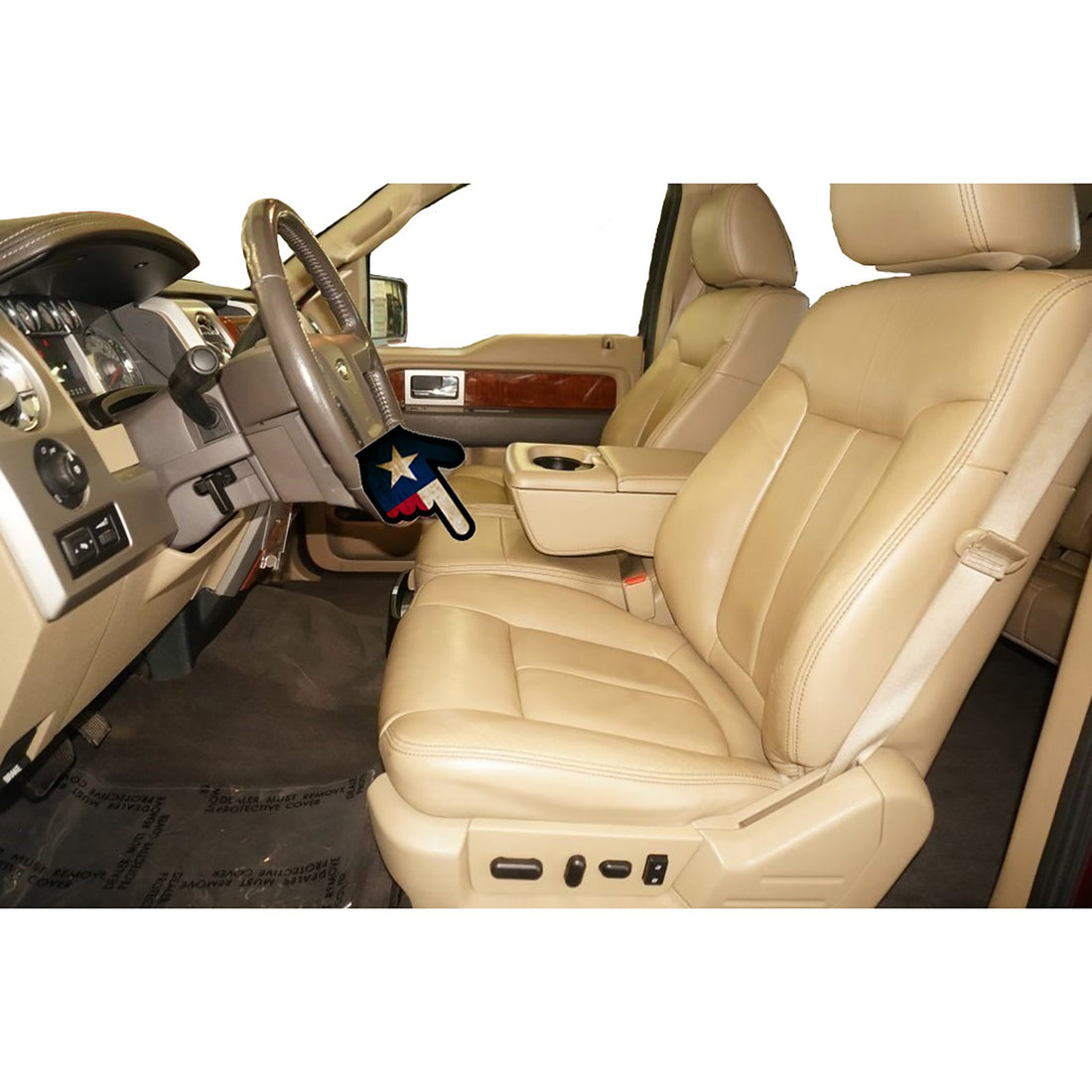 Front view of seat cover in Camel for Ford F250