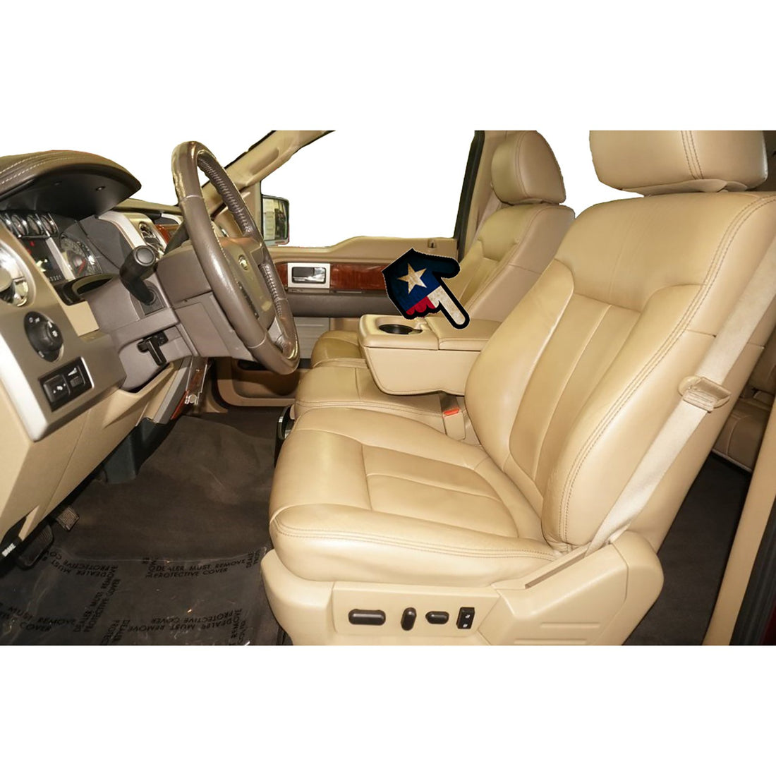 Front view of seat cover in Camel for Ford F250