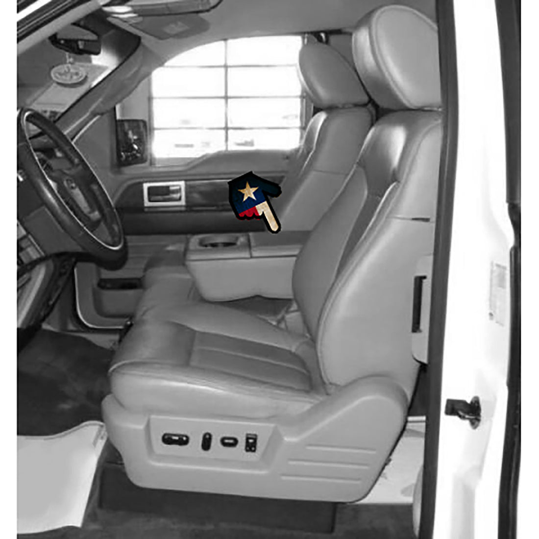 Front view of seat cover in Medium Dark Stone for Ford F250