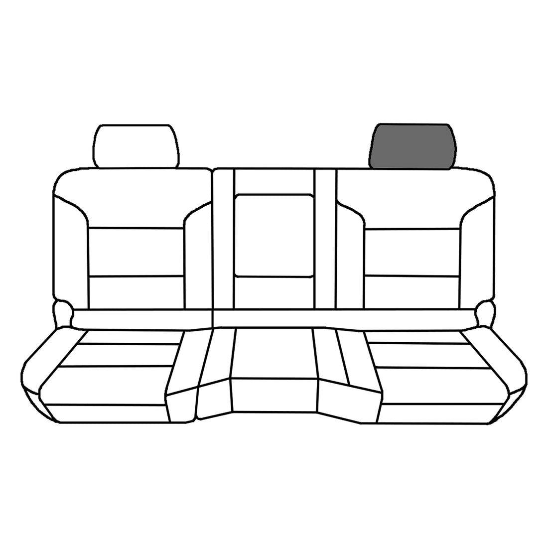 Line drawing highlighting the driver-side headrest, sold separately