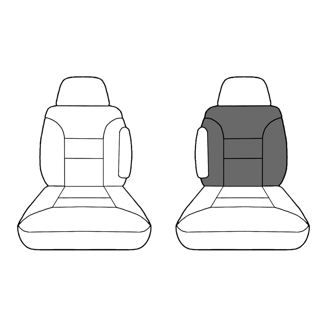 Line drawing highlighting the driver top seat portion