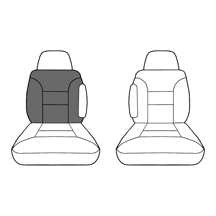 Line drawing highlighting the passenger top seat portion