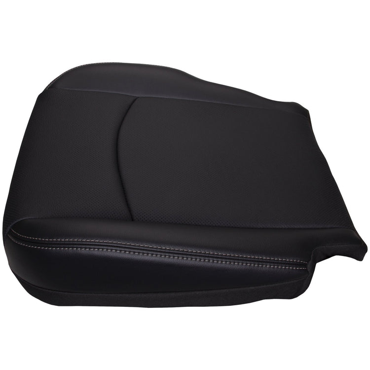 2013-2017 Dodge Ram Sport 1500 - Driver Side Bottom Seat Cover - Black Leather/Vinyl with Perforated Inserts