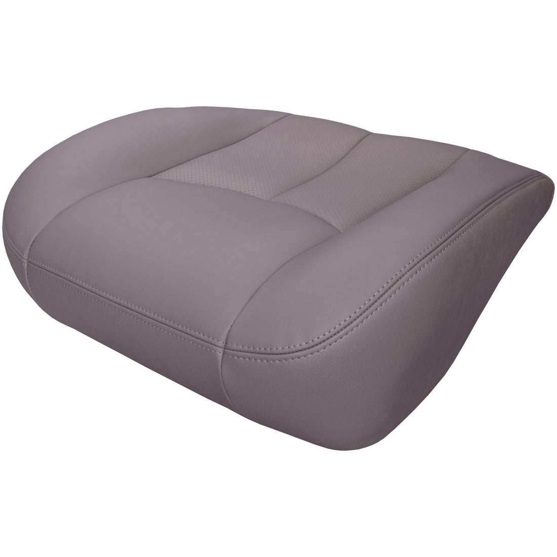 a gray leather seat cover with perforated inserts