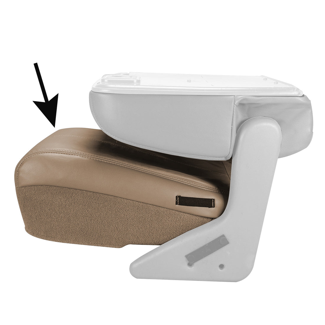 Left angle of seat cover in Medium Parchment for Ford F250