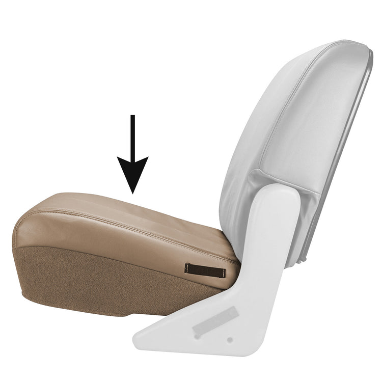 Left angle of seat cover in Medium Parchment for Ford F250