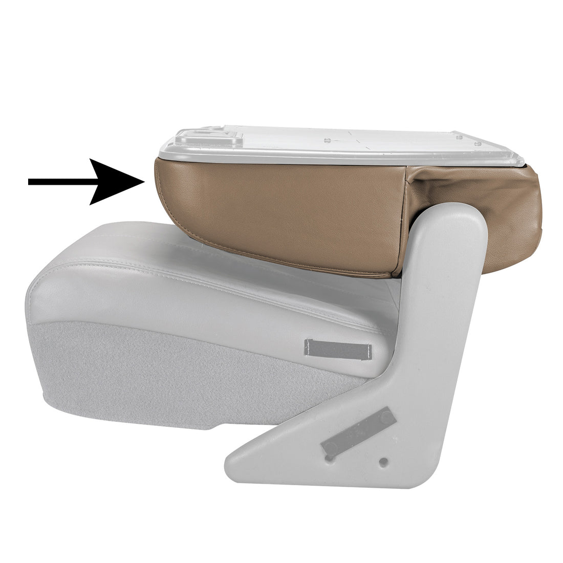 Left angle of seat cover in Medium Parchment for Ford F250