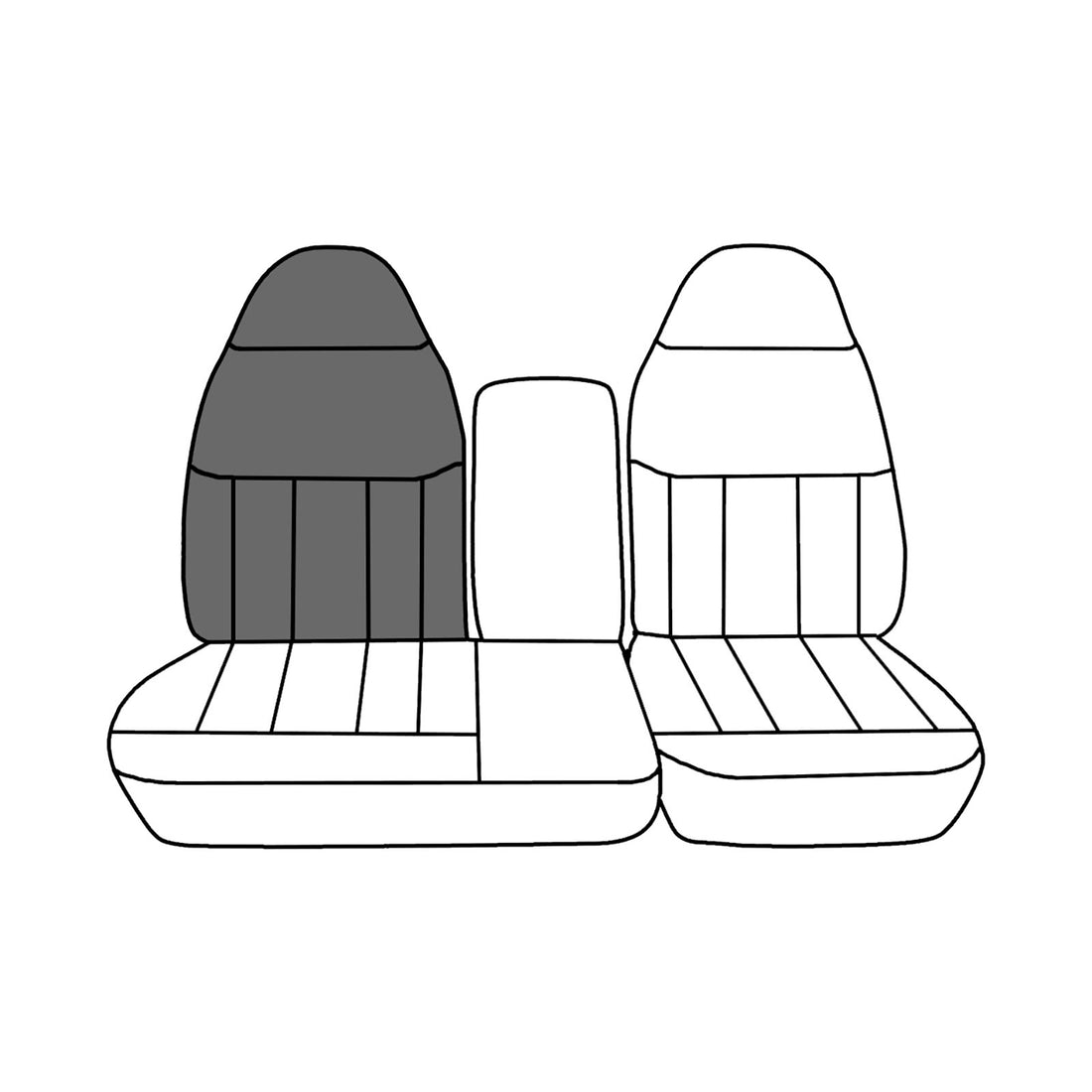Line drawing highlighting the passenger top seat portion