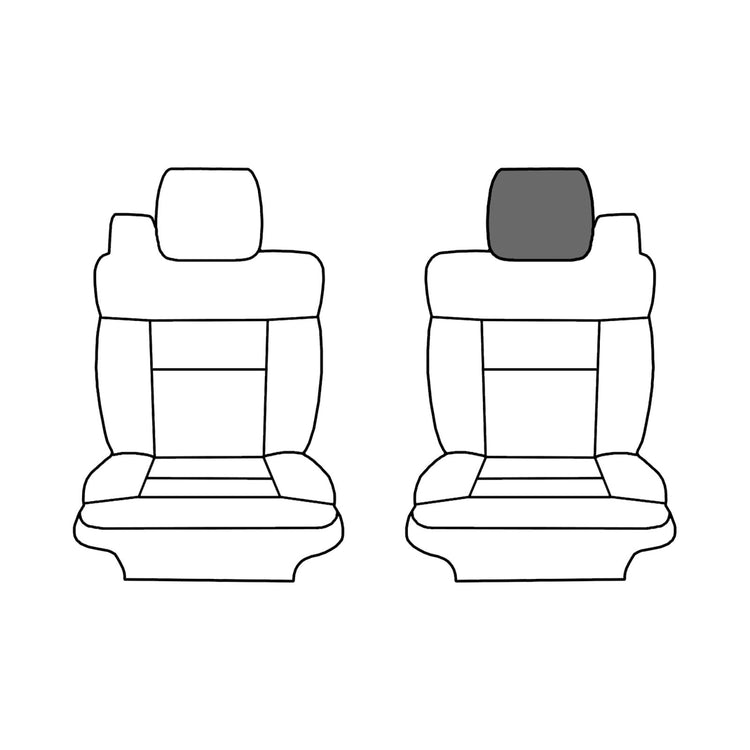 Line drawing highlighting the driver-side headrest, sold separately
