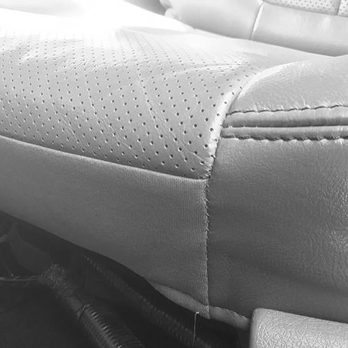 Cover with perforation stopping before front edge seam