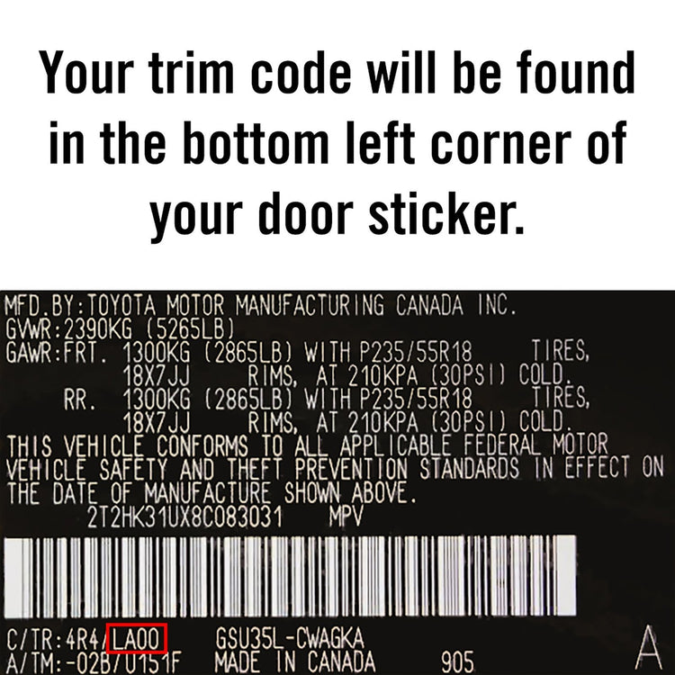 Door sticker showing where to find your vehicle's trim code